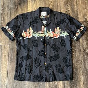 Diamond Head M Hawaiian Rayon Aloha Shirt Surf Woody Cars Pineapple Hawaii Made